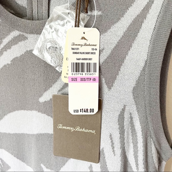 Tommy Bahama Dunbar Palm Knit Sleeveless Sheath Dress Harbor Grey XXS NWT - Picture 5 of 11